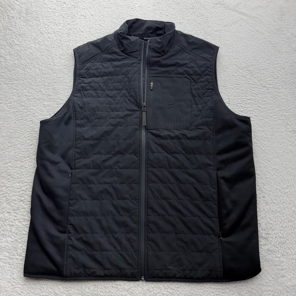 Peloton Mens Quilted Hybrid Full Zip Activewear Vest Black XL Leisure